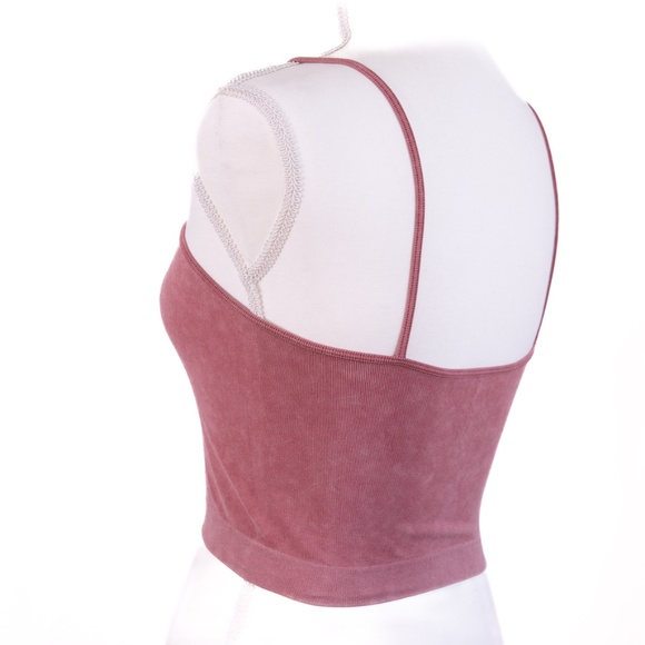BKE Essentials Light Red Spaghetti Strap Fitted Crop Top, Size XS/S - Picture 6 of 10